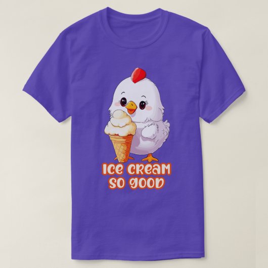 小さなチキン食べのアイスクリームがとても良い Tシャツ (デザイン正面)
