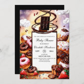 小さなチョコレートの赤ちゃんシャワー 招待状 (正面/裏面)