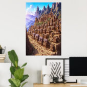 小さなチョコレートプディング村 | AI Art ポスター (ホームオフィス)