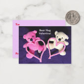 小さなテディベアとハートバレンタインキッズカード ノートカード (正面/裏面インサイチュ)