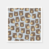 小さなテディベアのカッブパターン スタンダードカクテルナプキン (正面)