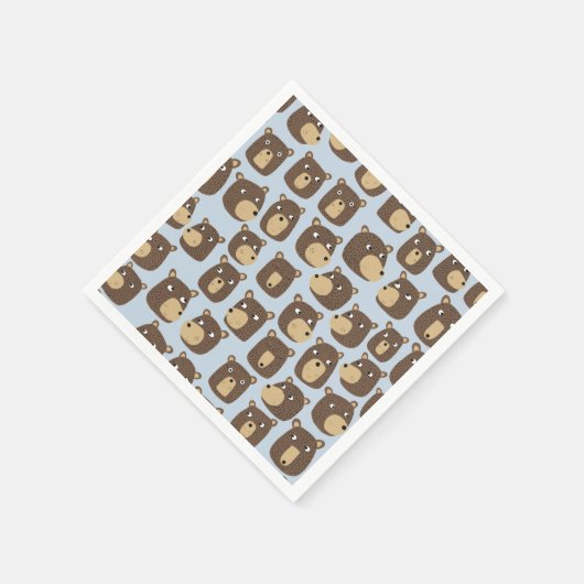 小さなテディベアのカッブパターン スタンダードカクテルナプキン (角)
