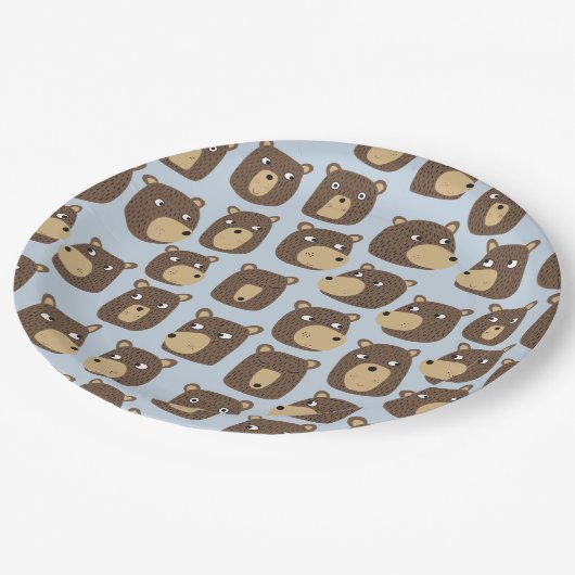 小さなテディベアのカッブパターン ペーパープレート (アングル)