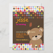 小さなテディベアのパーソナライズされたパーティー 招待状 (正面)