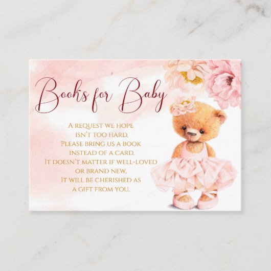 小さなテディベア花王女ピンクの水色 エンクロージャーカード (正面)