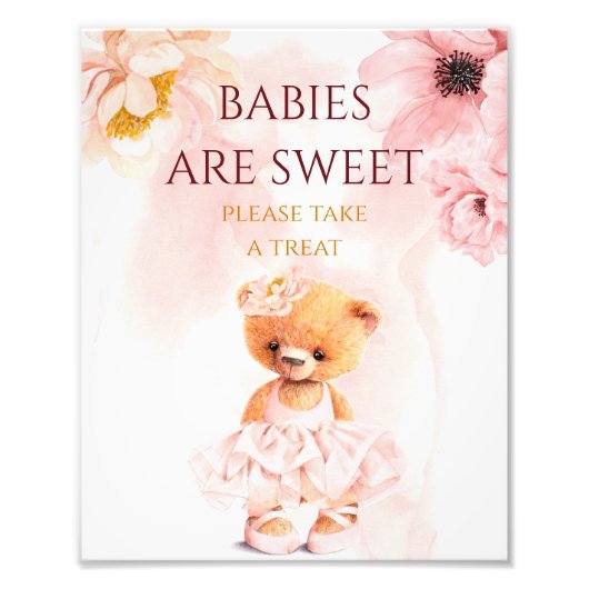 小さなテディベア花王女ピンクの水色 フォトプリント (正面)