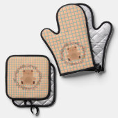 小さなテディベア 鍋つかみ&鍋敷きセット (正面/裏面)