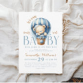 小さなテディベア 青い風船 招待状