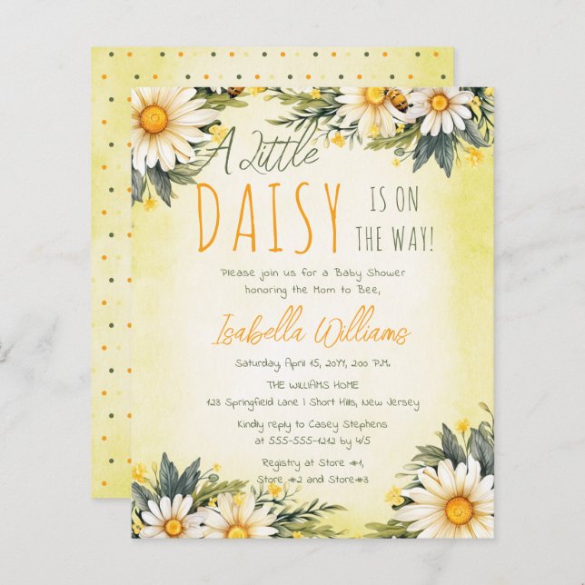 小さなデイジーが途中のフローラの赤ちゃんシャワー (正面/裏面)