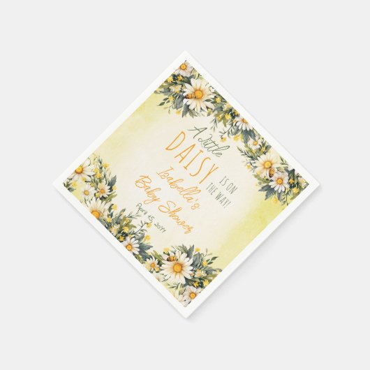 小さなデイジーが途中のフローラの赤ちゃんシャワー スタンダードカクテルナプキン (角)