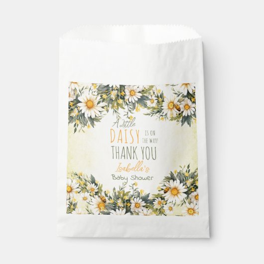 小さなデイジーが途中のフローラの赤ちゃんシャワー フェイバーバッグ (正面)