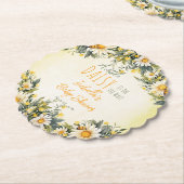 小さなデイジーが途中のフローラの赤ちゃんシャワー ペーパーコースター (アングル)