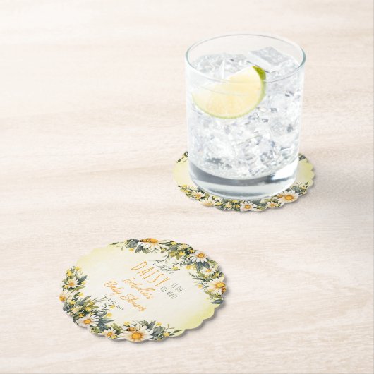 小さなデイジーが途中のフローラの赤ちゃんシャワー ペーパーコースター (インサイチュ)