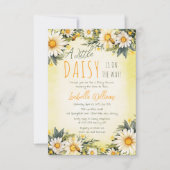 小さなデイジーが途中のフローラの赤ちゃんシャワー 招待状 (正面)