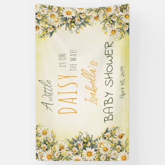 小さなデイジーが途中のフローラの赤ちゃんシャワー 横断幕 (縦)