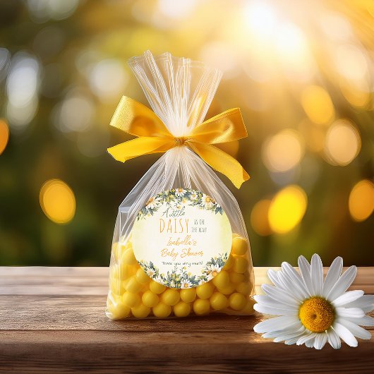 小さなデイジーフローラ赤ちゃんシャワーありがとう ラウンドシール