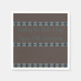 小さなデザイナーブラウンとターコイズ スタンダードカクテルナプキン