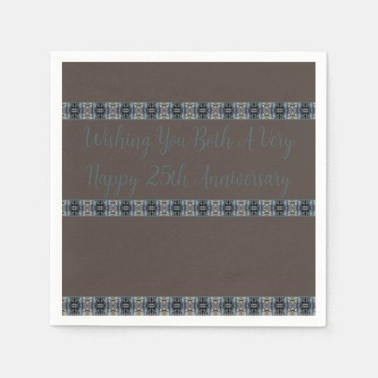 小さなデザイナーブラウンとターコイズ スタンダードカクテルナプキン (正面)