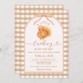 小さなトルコが途中の赤ちゃんシャワーギンガム 招待状 (正面/裏面)