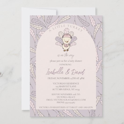 小さなトルコちゃんがやってくる!秋のベイビーシャワー 招待状 (正面)