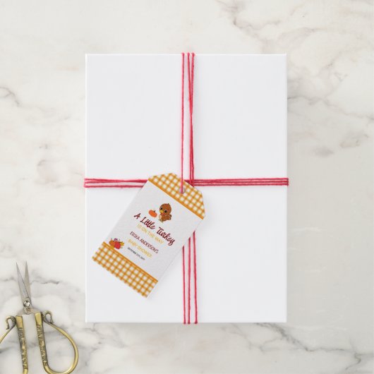 小さなトルコの秋感謝祭ベイビーシャワー ギフトタグ (より糸付き)