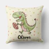 小さなトレックス遊のフットボールパーソナライズされた クッション (裏面)