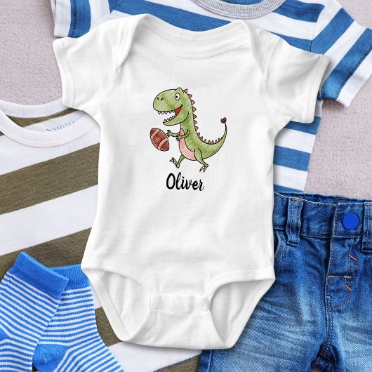 小さなトレックス遊のフットボールパーソナライズされた ベビーボディスーツ
