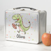 小さなトレックス遊のフットボールパーソナライズされた メタルランチボックス (インサイチュ)