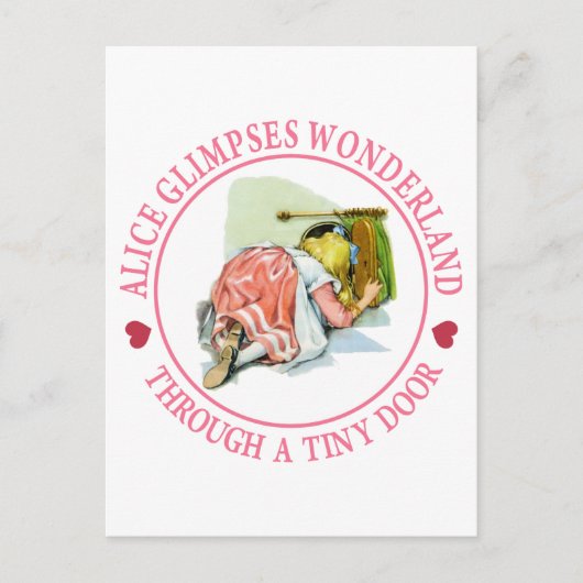 小さなドアから不思議の国をアリスが垣間見る ポストカード (正面)