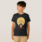 小さなドラキュラのハロウィン吸血鬼と月カスタムデザイン Tシャツ (正面フル)