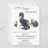 小さなドラゴンが孵化した 卵 ベイビーシャワーファンタジー 招待状 (正面)