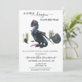 小さなドラゴンが孵化した 卵 ベイビーシャワーファンタジー 招待状 (スタンド正面)