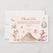 小さなドラゴンが赤ちゃんシャワーを浴びる サンキューカード (正面)