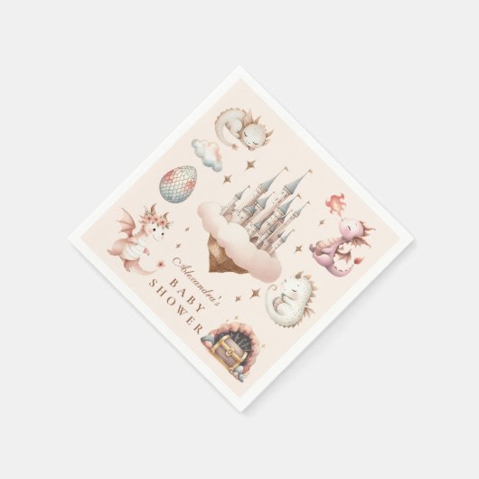 小さなドラゴンが赤ちゃんシャワーを浴びる スタンダードカクテルナプキン (角)