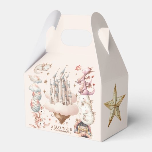 小さなドラゴンが赤ちゃんシャワーを浴びる フェイバーボックス (正面サイド)