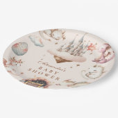 小さなドラゴンが赤ちゃんシャワーを浴びる ペーパープレート (アングル)