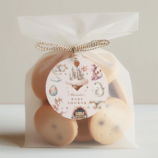 小さなドラゴンが赤ちゃんシャワーを浴びる ラウンドシール