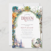 小さなドラゴンが赤ちゃんシャワーを浴びる 招待状 (正面)