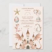 小さなドラゴンが赤ちゃんシャワーを浴びる 招待状 (正面)