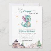 小さなドラゴンが赤ちゃんシャワーを浴びる 招待状 (正面)