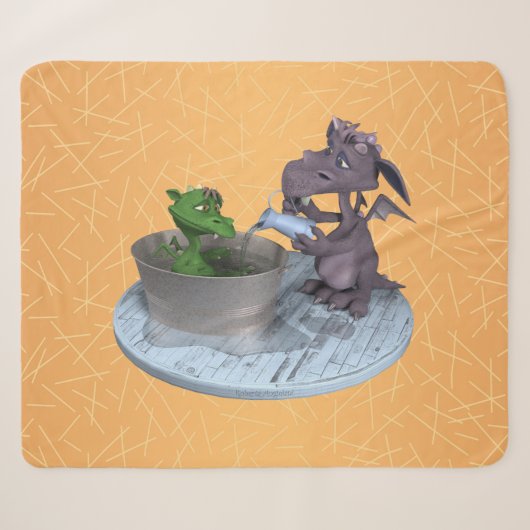 小さなドラゴンの生活：お風呂の時間 シェルパブランケット (正面(横))