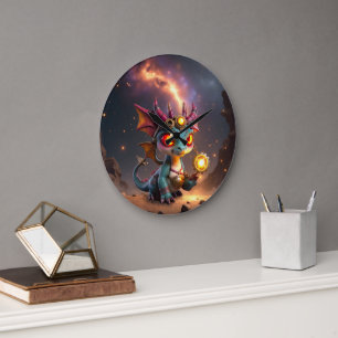 小さなドラゴン、大きなエネルギー - エンバークロックリング ラージ壁時計