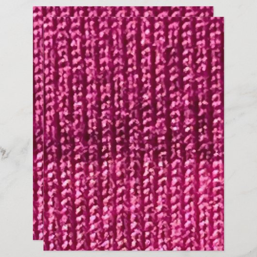 小さなニット織りパターン熱ピンクスクラップブック紙 (正面/裏面)