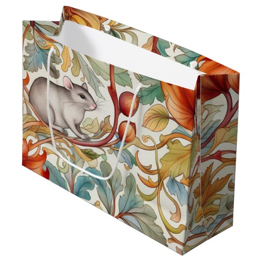 小さなネズミがに葉乗った ラージペーパーバッグ (正面アングル)