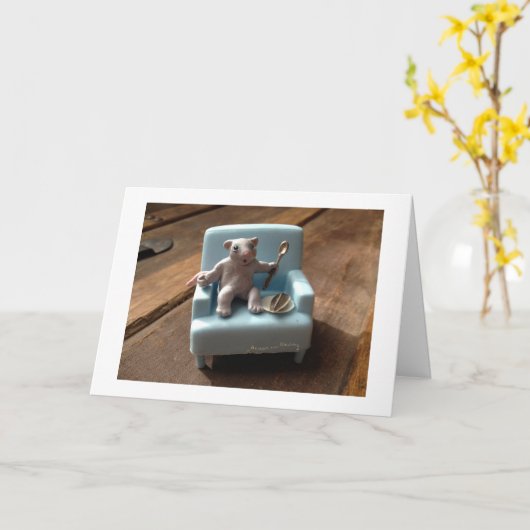 小さなネズミの夕食時間 カード (黄色い花)