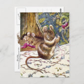 小さなネズミは忙し裁縫 ポストカード (正面/裏面)