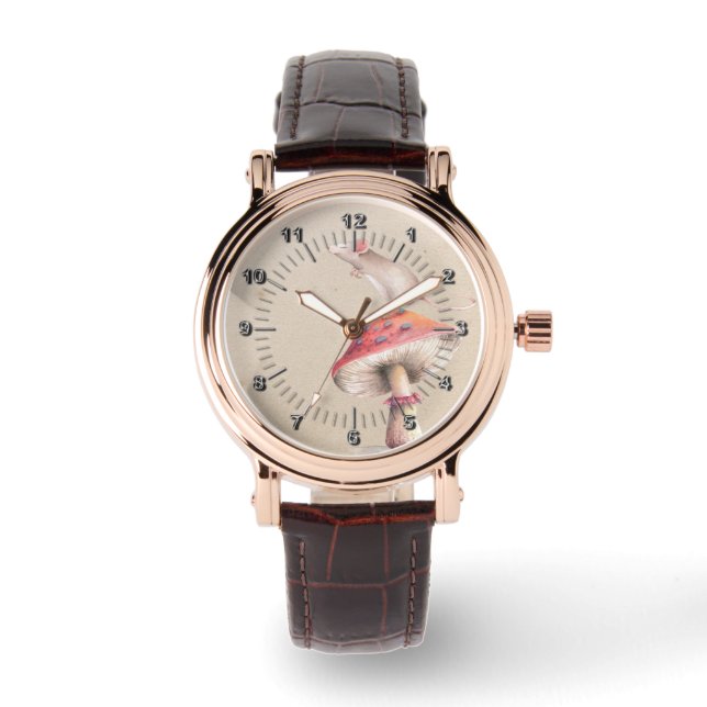 小さなネズミ赤いキノコ 腕時計 (正面)