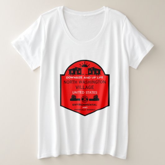 小さなハウスコミュニティ編集可能 プラスサイズTシャツ (デザイン正面)