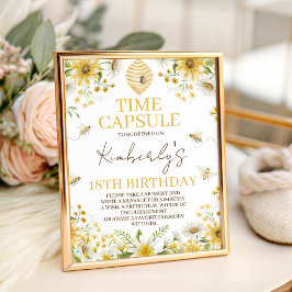 小さなハチの花のタイムカプセルサイン 台座サイン