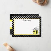 小さなハチの黄色の平らな感謝のメモカード ノートカード (正面/裏面インサイチュ)